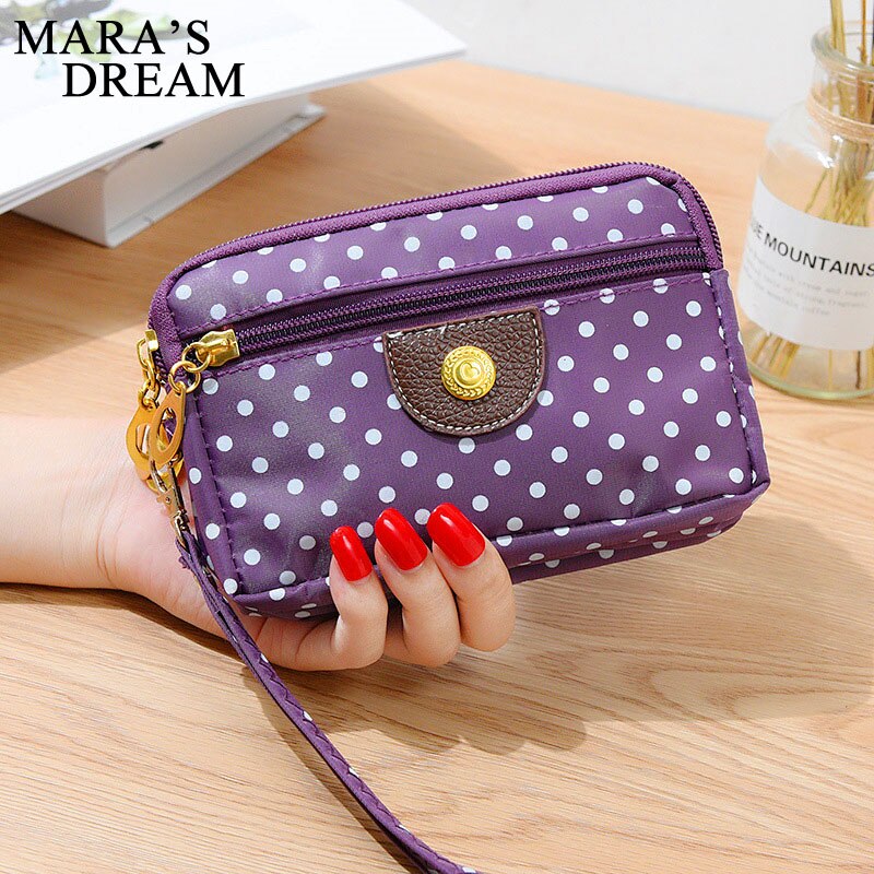 Mara's Dream Canvas Bag Handbag Female Korean Version of The Three Zipper Multi-layer Wallet Hand Bag Small Mobile