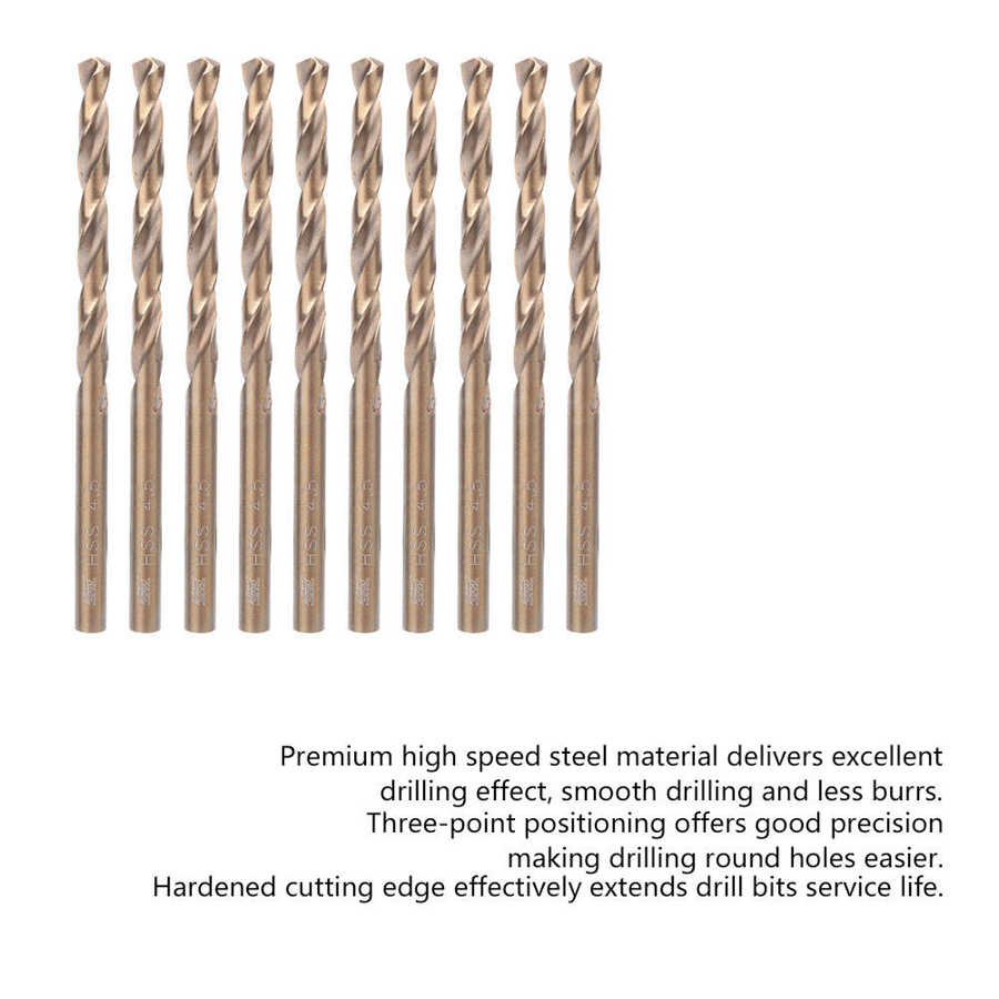 Hss-boren 10 stuks hss-boren met rechte schacht rvs-boren voor ijzeren plaat  (4 0/4 5/5 0/5 5mm)