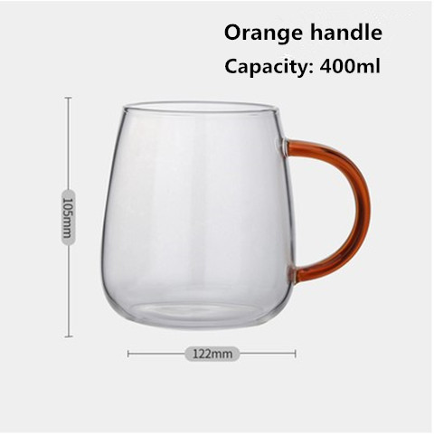Color handle transparent glass coffee tea beverage dessert breakfast milk cup kitchen utensil with handle glass: A  Yellow handle
