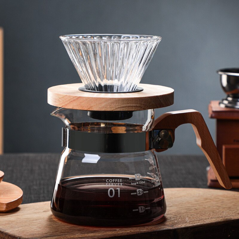 V60 Pour Coffee Pot Over Glass Coffee Dripper Glass Server Coffee Maker Coffee Kettle Brewer Barista Percolator