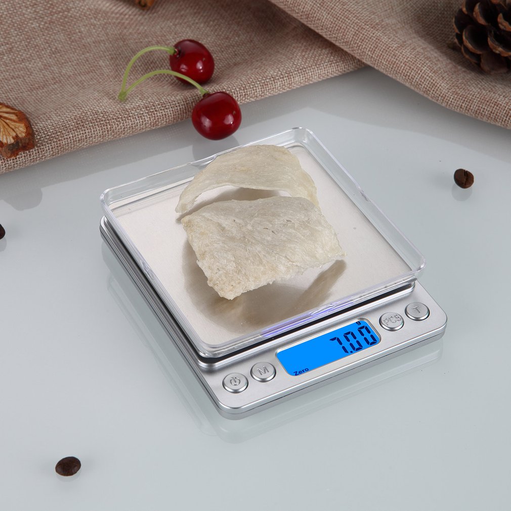 0.01/0.1G Precisie Lcd Digitale Weegschaal 500G/1/2/3Kg Mini Elektronische Gram gewicht Weegschaal Voor Thee Bakken Weegschaal