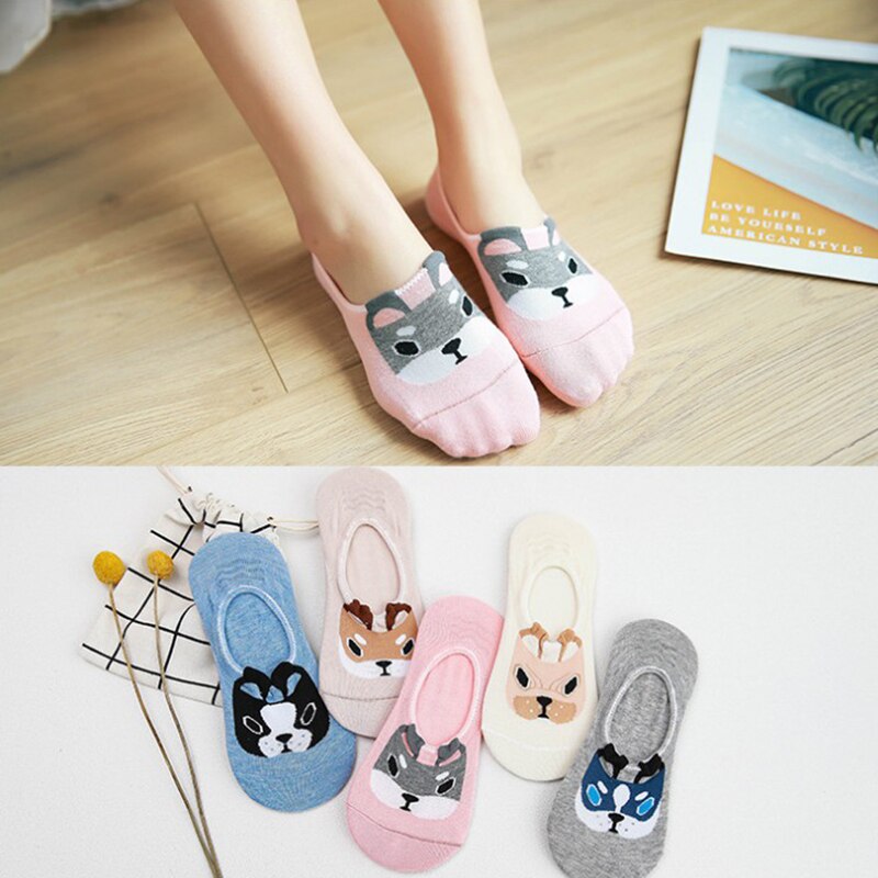 Cute Doggy Antiskid Socks Super addorableWomen Cute Doggy Antiskid Socks Super Addorable Shallow Mouth Invisible Socks Invisible