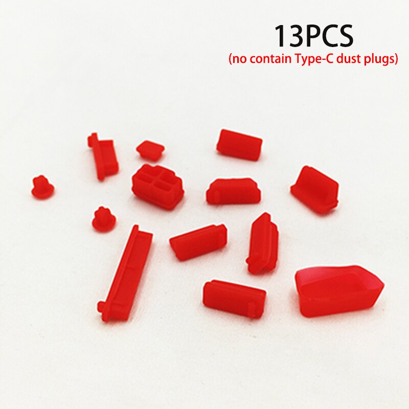 16pcs 13pcs Colorful Silicone Anti Dust Plug Cover Stopper Laptop dust plug laptop dustproof usb dust plug Computer Accessories: 13pcs red