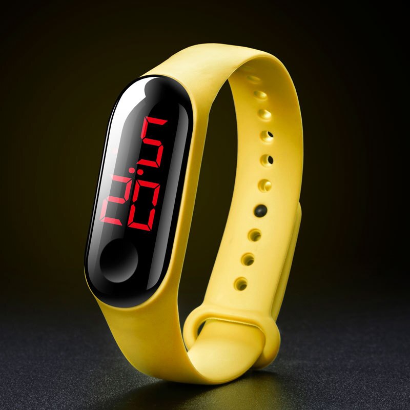 électronique nouvelle montre numérique Silicone Bracelet Bracelet montre pour femmes hommes unisexe montres LED Sport écran tactile étanche: Red light Yellow