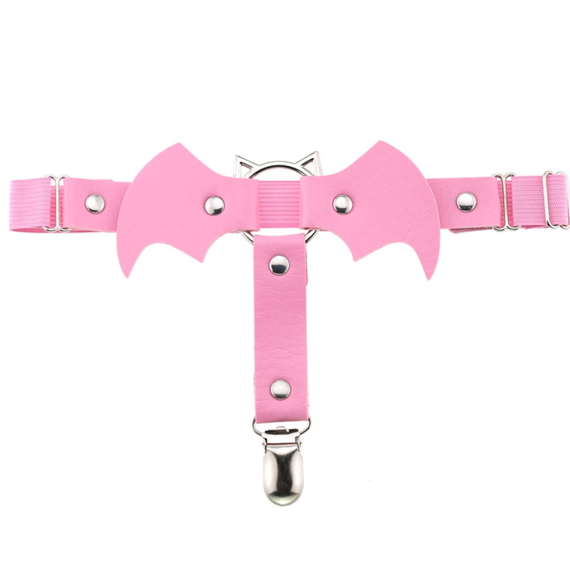 Leder Strumpfbänder für oberschenkel Hohe Socken Schläger-Förmigen Oberschenkel Ring Gothic Leder Strumpfband Strumpf Strumpf Gürtel: Rosa