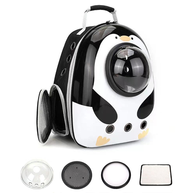 2022 1pc novo portátil transparente espaço cápsula gato mochila ir para fora ombro cão mochila acessórios de roupas: Penguin