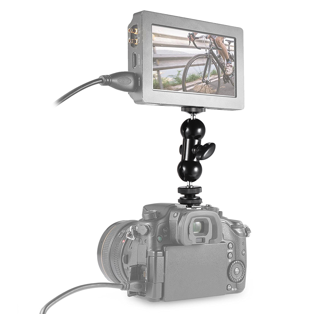 Multi-Funktion Doppel Kugelkopf Halterung Magie Arm Kugelkopf mit Kalten Schuh Montieren 1/4 &quot;Schraube für Monitor LED Video licht