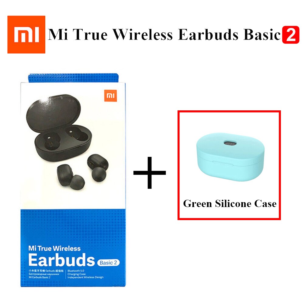 Xiaomi-auriculares Airdots 2 TWS versión Global, auriculares inalámbricos originales con Bluetooth 5,0, auriculares estéreo Mi True Wireless 2, TWSEJ061LS: Add Green Case