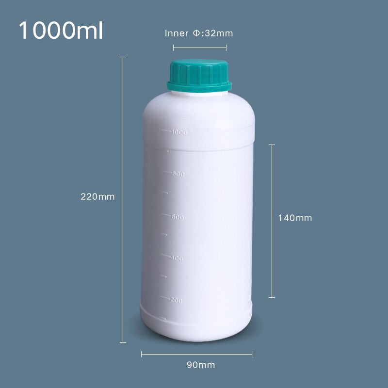 Plastic Bottle with Blue Cap HDPE Material Storage Container for Liquid Reagent Food Grade Sample Bottle: 1000ML White B