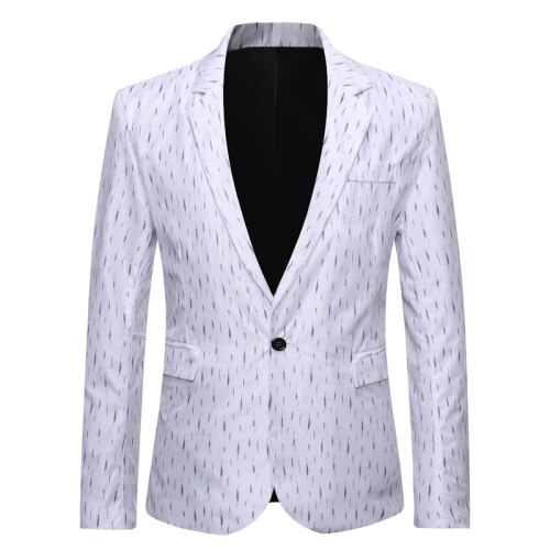 Hvit stripete dressjakke for menn høstdress blazer business casual jakker og kåper: Hvit / S