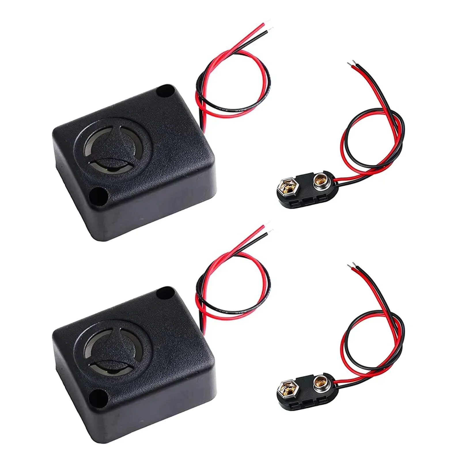 12V DC Zwart Mini Piezo Alarmsirene 110dB Verzekering Kluizen Anti-Diefstal Alarm Hoge Decibel Zoemer voor Auto + 9V Batterij Gesp: Geel