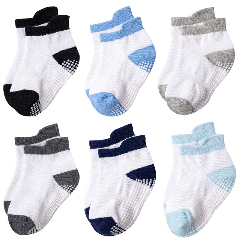 6 Pairs Kleurrijke Peuter Kids Sok Baby Jongens Meisjes Solid Anti-Slip Gebreide Warme Sokken Kamer Sokken Katoen Lente warm Casual: F / 10-12   0-1 Years