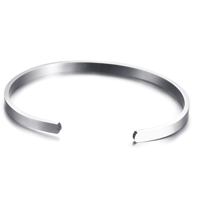 Simple Women's Stainless Steel Bracelet 3mm 5mm High Polished Cuff Bangle Black / Gold / Silver Color Jewelry: Silver-5mm