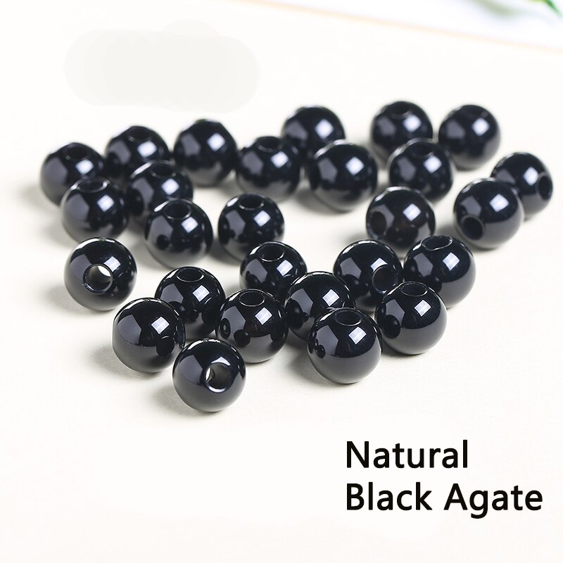 20 pz/lotto Naturale Branelli Allentati Rotondi di Pietra Per Monili Che Fanno della collana Del Braccialetto Accessori FAI DA TE 6 8 millimetri: Natural Black Agate / 6mm