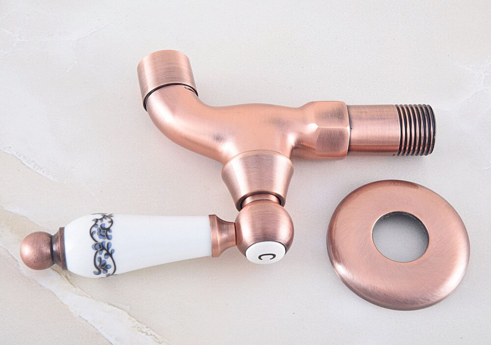 Antique Red Copper Outdoor Faucet Garden Water Tap / Mop Pool Faucet / Laundry Sink Cold Water Tap Bidcock Faucet Bav331