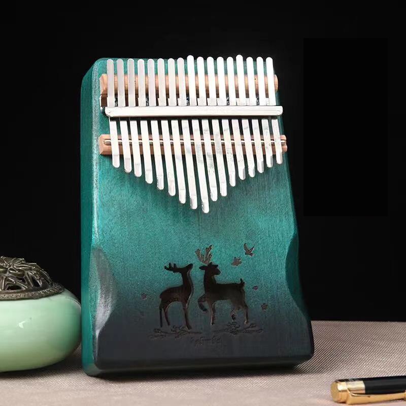 Kalimba-Piano de pulgar de 17 teclas, instrumento Musical de madera de caoba de , cuerpo Mbira, máquina de Teclado de África: Green Dual Deer 4