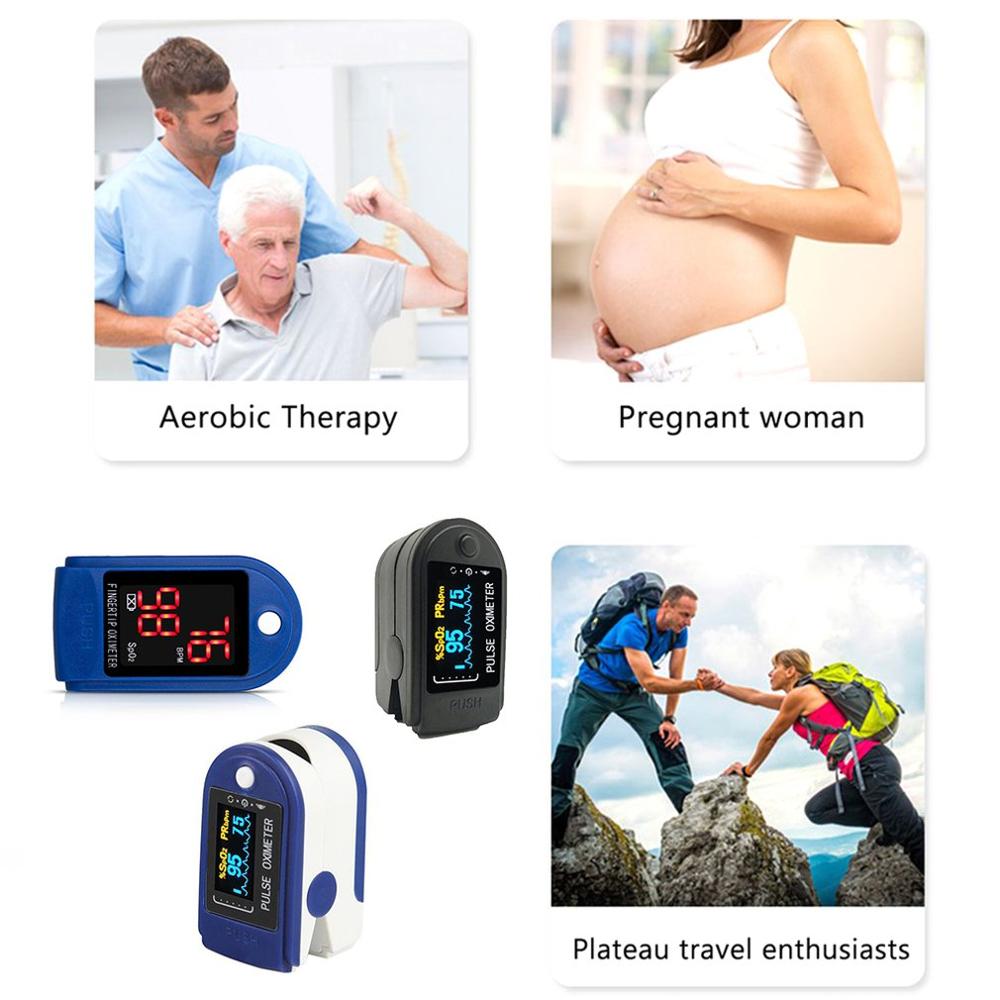 Portable Blood Oxygen Monitor Finger Pulse Oximeter Blood Oxygen Heart Rhythm Saturation Monitor Screen Display