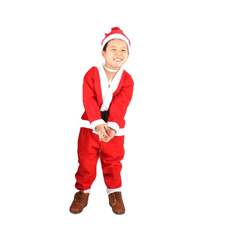 Jul män och kvinnor jultomten kostym prinsessklänningar skägg pojkar kläder set med hatt barn röda barn kläder outfits: Pojke
