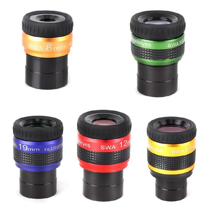 Angeleyes swa 70 grader super vidvinkel høy akromatisk 1.25 tommer 8mm 12mm 16mm 19mm 27mm metall okular teleskop tilbehør