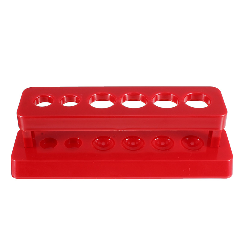 Rött plast provrörsställ 6 hål hållare stöd byrett stativ laboratorie provrör stativ hylla labb skolmaterial