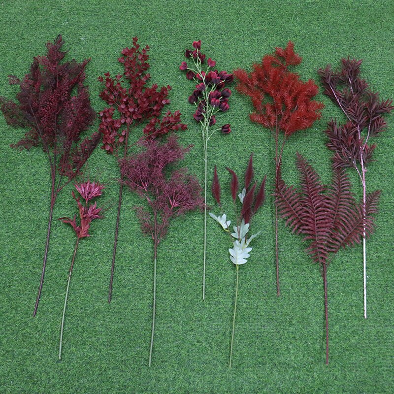Mørk rød serie bryllup kunstig med gress blomst materiale ulike stiler med hjemme diy floral dekorasjon planter