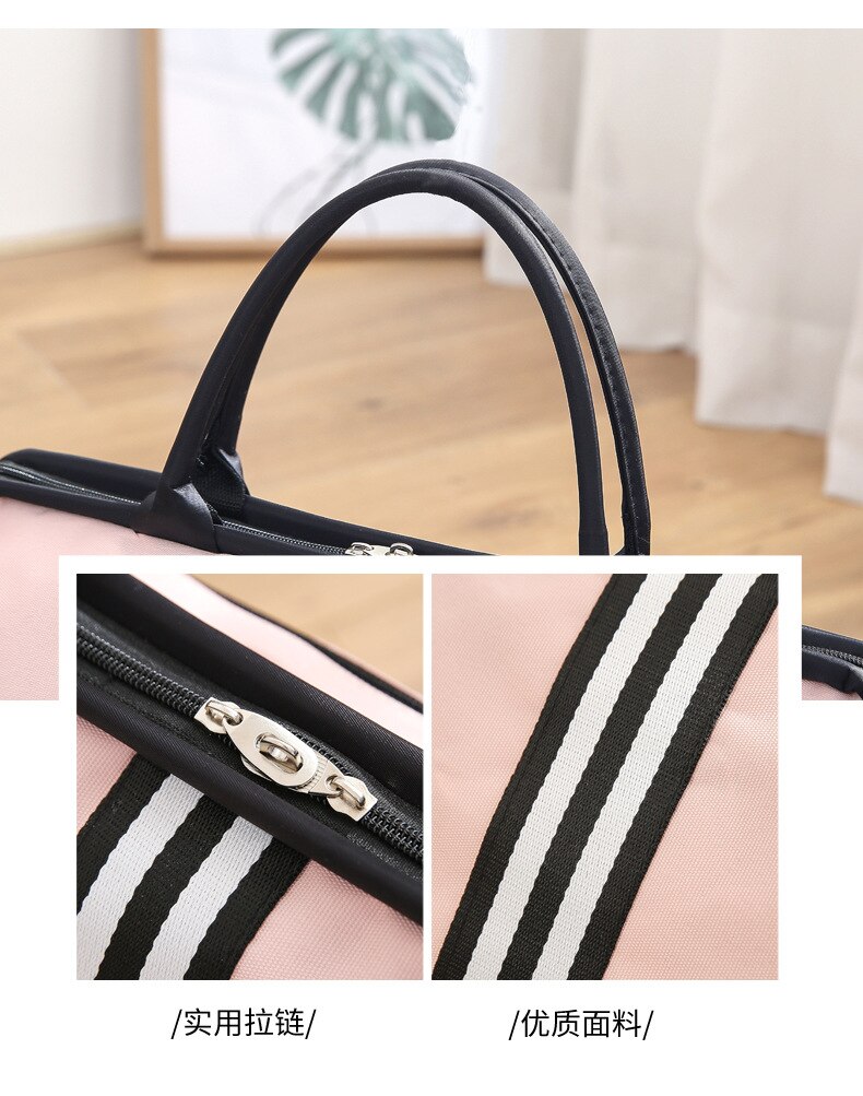 Kvinder overnight weekend fitness taske dame stribe yaga stor rejsetaske let herre foldbare udendørs tasker koreansk