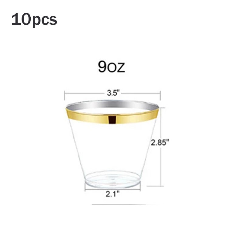 60 stuks/partij bronzing gouden stippen plastic wegwerp servies voor bruiloften, feestjes, plastic bordjes, bekers, gala-feestdecoraties: 10pc- kopjes