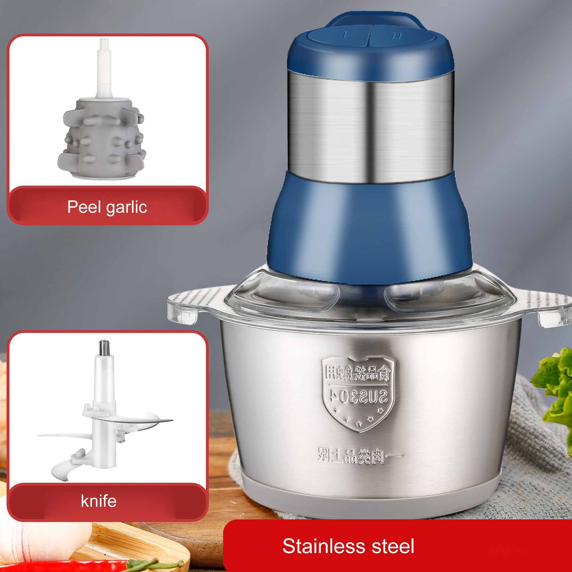Multfunctional Garlic Peeler Household Electric Meat Grinder Garlic Shredder Fruit and Vegetable Chopper Kitchen Tool: Type B
