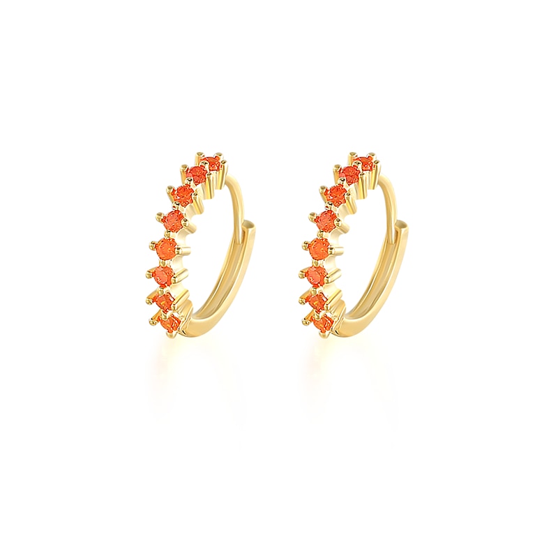 Roxi cirkel runde øreringe til kvinder lilla sort orange zirkon krystaller forlovelse bryllup øreringe sølv 925 smykker aros: Orange sten guld