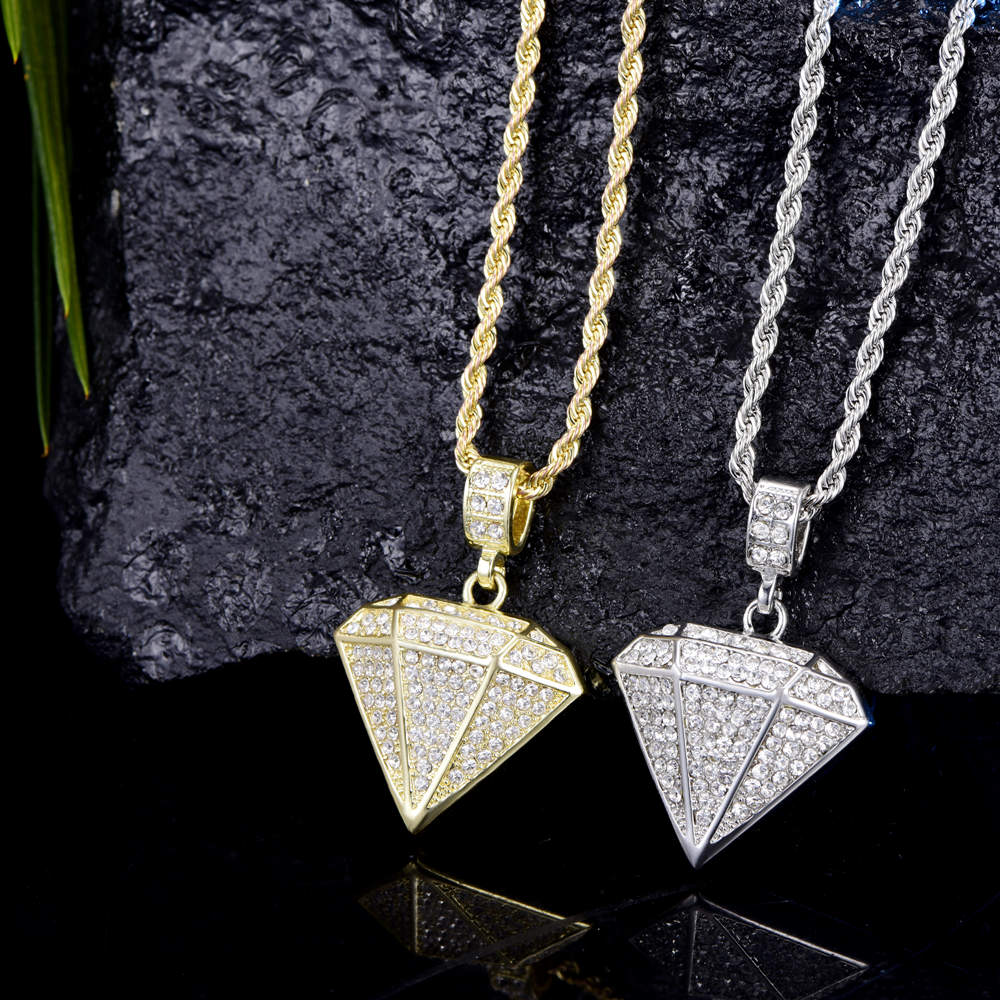 Hip Hop Crystal Full Zircon Love Pendant Necklaces Men Luxury Ice Out Long Chain Necklace Men Women Accessories Friends