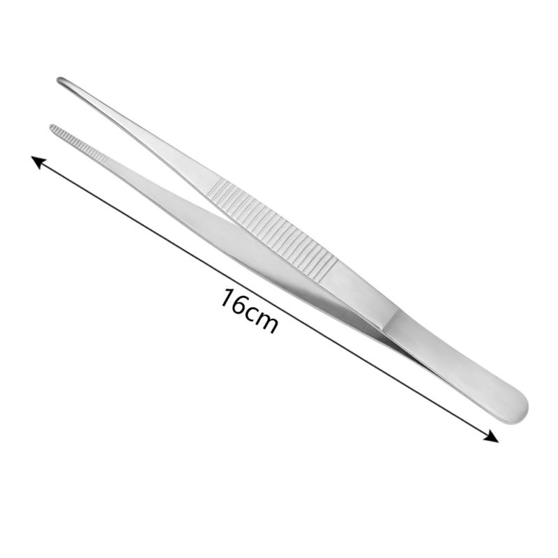 1x pinza de cocina larga de acero inoxidable para cocinar, utensilios de churasco, pinzas para barbacoa, utensilios para servir, suministros de jardín: 16cm