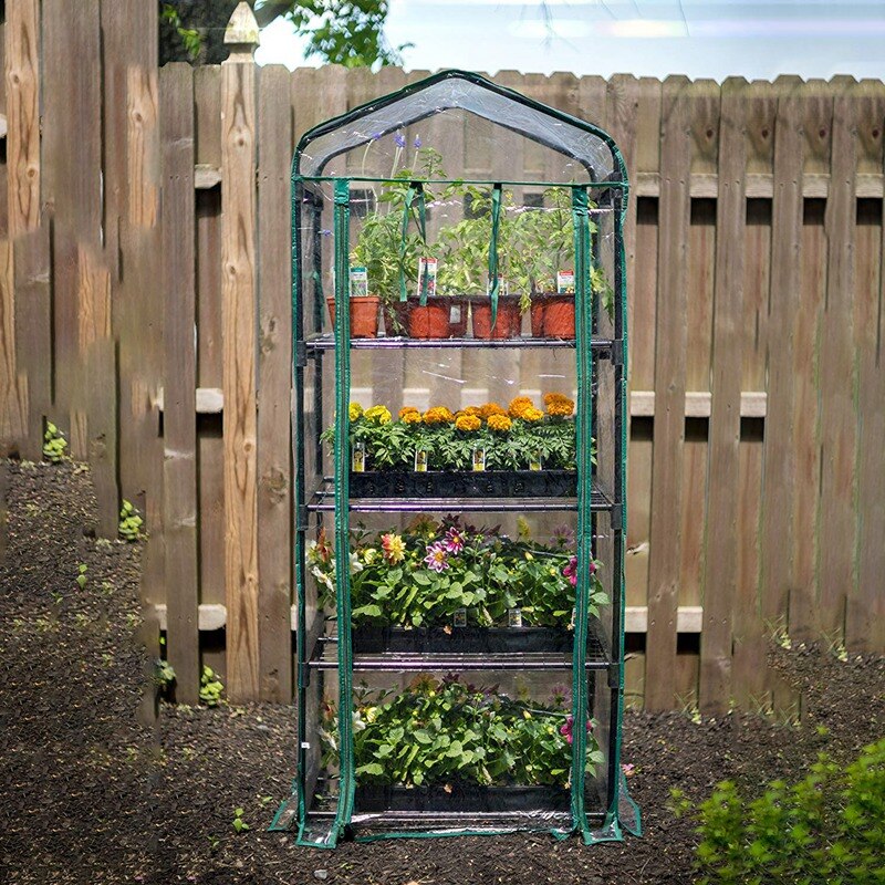 4 Floors PVC Cozy Garden Level Mini Home Greenhouse Plants Waterproof UV Protection Cover Garden Plants and Flowers(Only Include