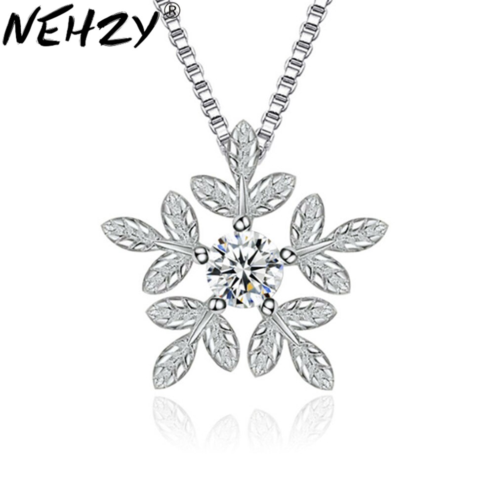 NEHZY – collier en argent Sterling 925 pour femmes, pendentif de luxe, feuille douce, flocon de neige, bijoux à la