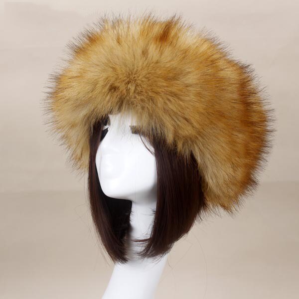 Vrouwen Dikke Fluffy Pluche Hoed Winter Warme Zachte Skiën Hoofdband Oor Hoofd Warmer J55: Bruin
