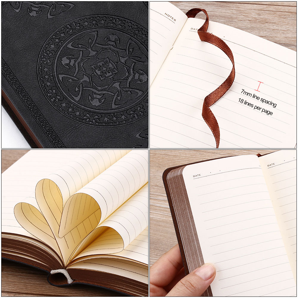 Portátil Vintage agenda Bloc de notas con patrón Retro de cuero de la PU Nota de libro reemplazable papelería viajero diario