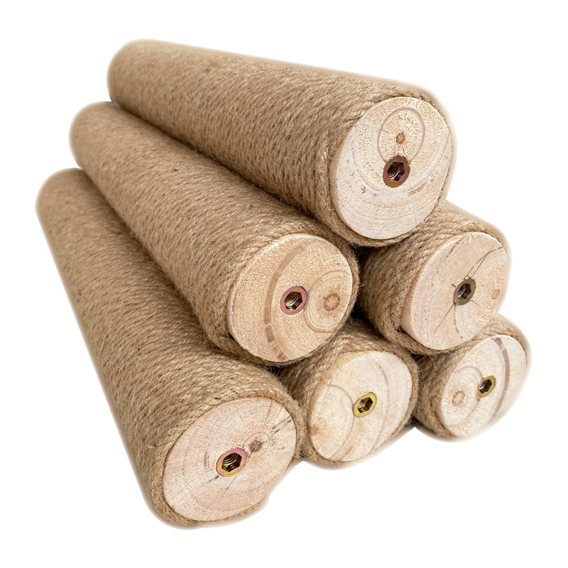 1pc Cat Scratching Post Cat Tree Sisal Solid Wood DIY Cat Climbing Frame Replacement Post Accessories Kitten Toy Pet Furniture