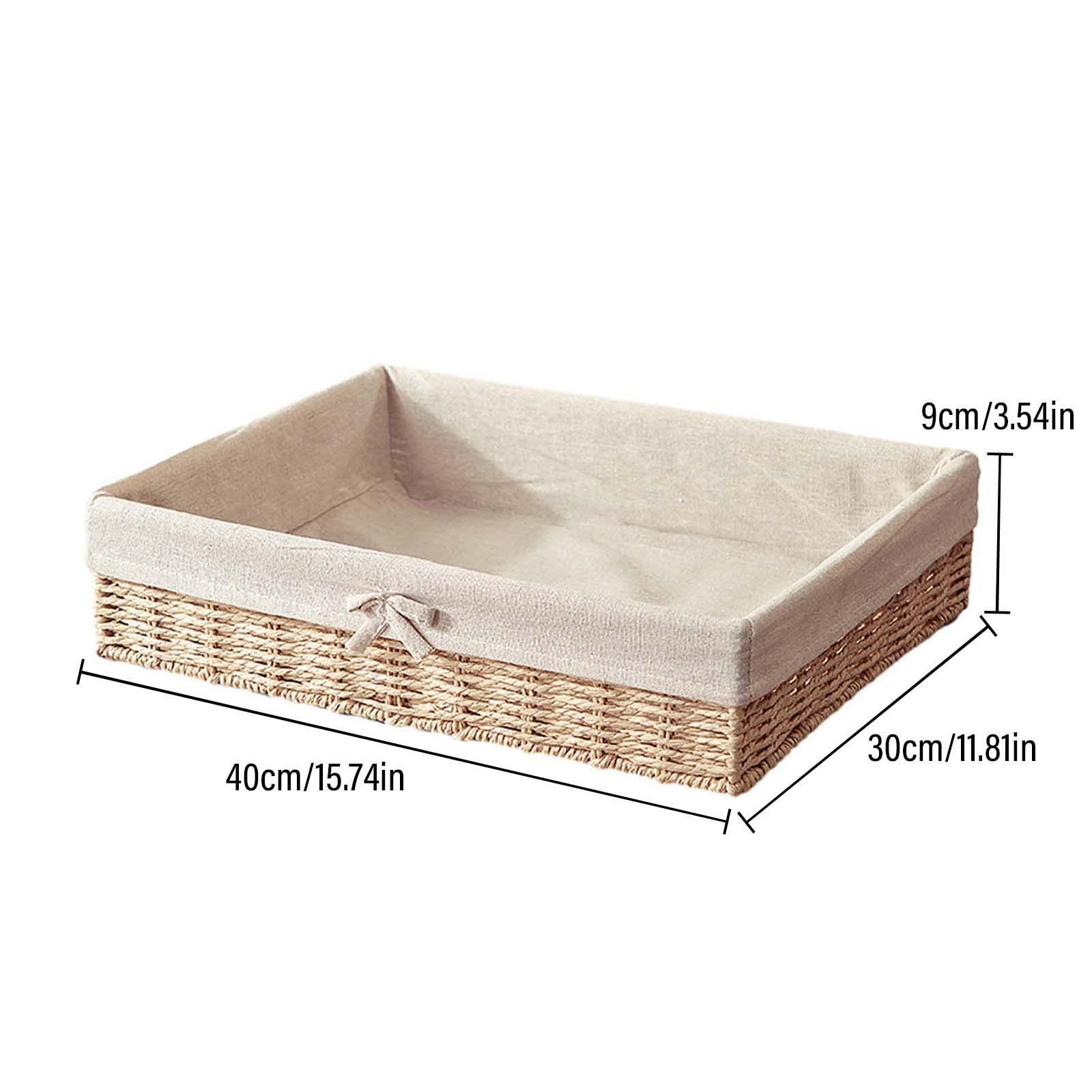 Gevlochten Manden Decoratieve Mand Rechthoekige Organizer Container Papieren Touw: Black