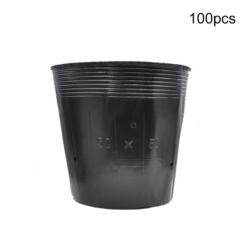 100 pçs jardim preto plástico crescer pote nutrição tigela copo de mudas varanda jardim plantador casa decoração mudas vaso: M 8x8cm