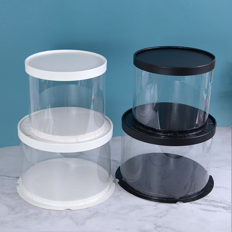 Cajas de pastel transparentes de PVC de 4/6 pulgadas, caja de embalaje de para pastel transparente redondo, decoración de para postre, de aniversario de boda y cumpleaños