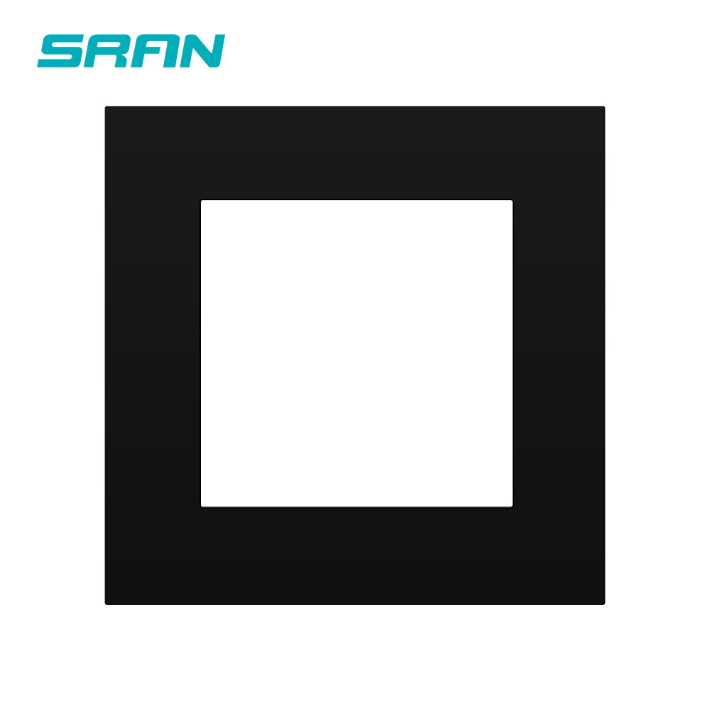 SRAN Blank panel with Installing iron plate 86mm*86mm white/black/gold PC panel switch socket: Black PC 86