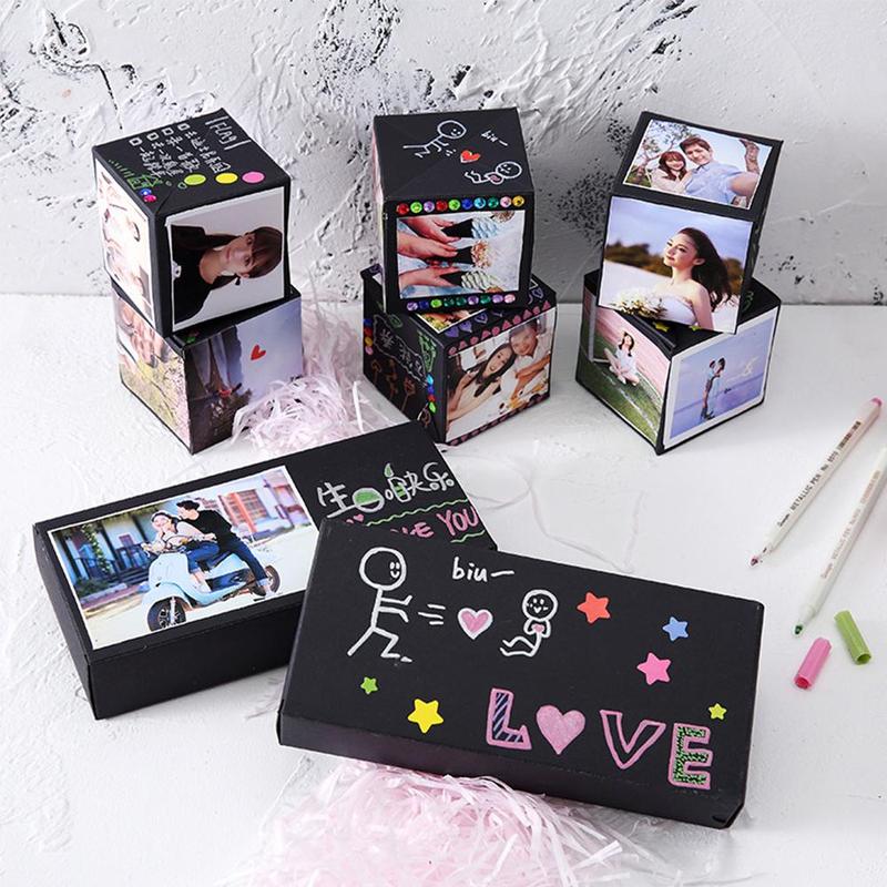 Creativity DIY Handmade Up Box Scrapbooking Photo Wedding Day Birthday Suprise Album For Valentine's Box Party T0W5