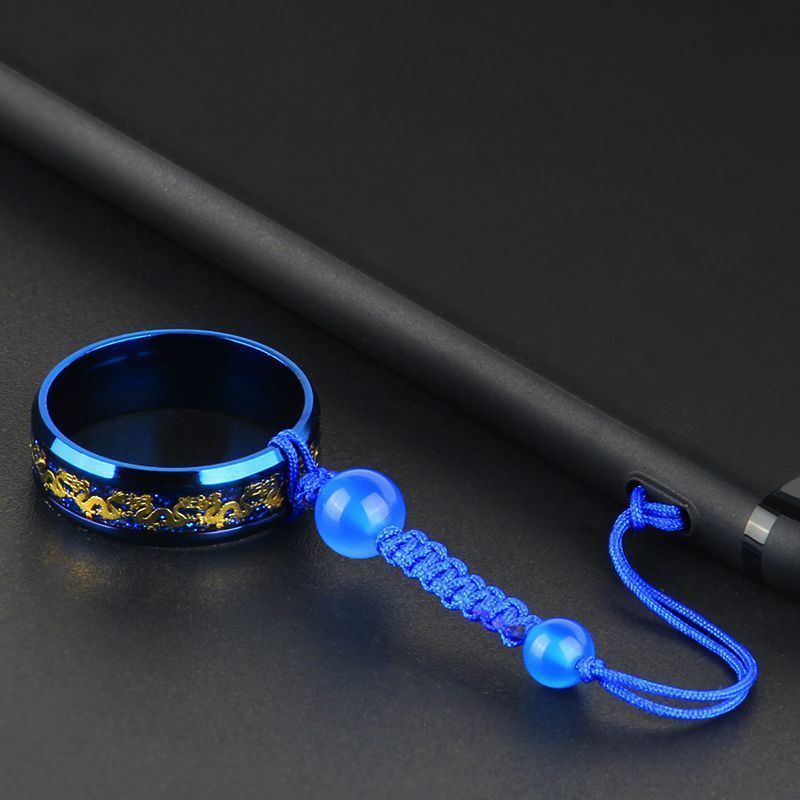 Telefoon Lanyard Korte Telefoon Keten Mannen Vrouwen Fall-Slip Hanger Hanger Chinese Stijl Titanium Staal Lichtgevende Draak Ring