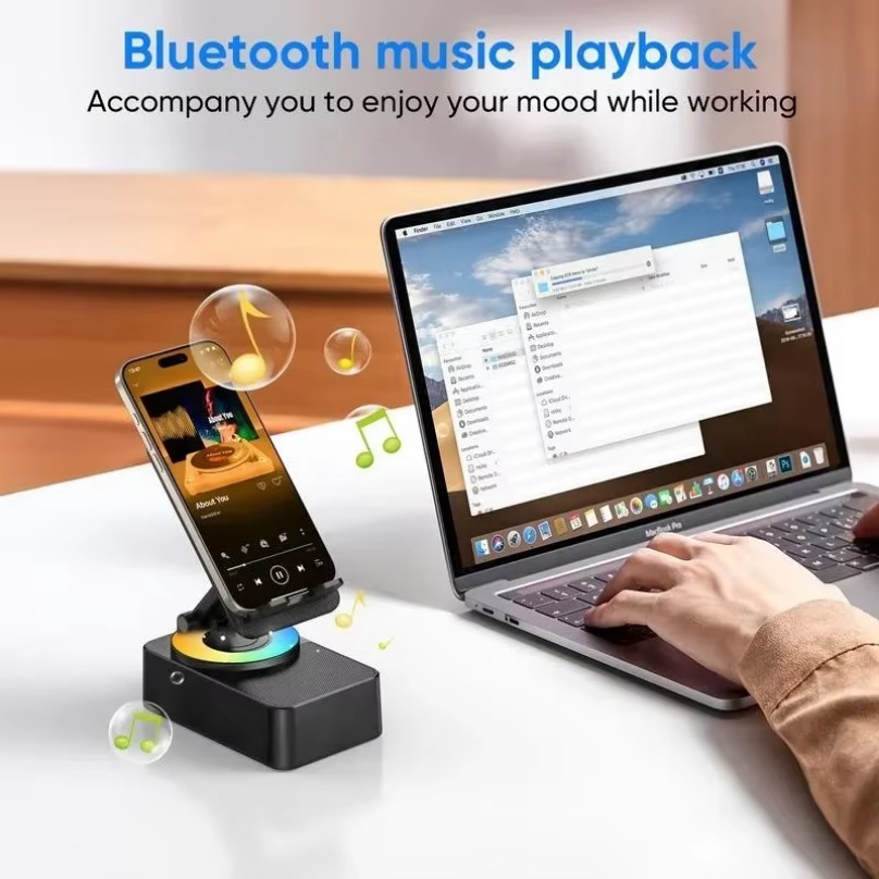 Altavoz Bluetooth inalámbrico 5 en 1, soporte para teléfono móvil de escritorio, Banco de energía portátil, carga para cocina, viajes, fiestas, gimnasio al aire libre