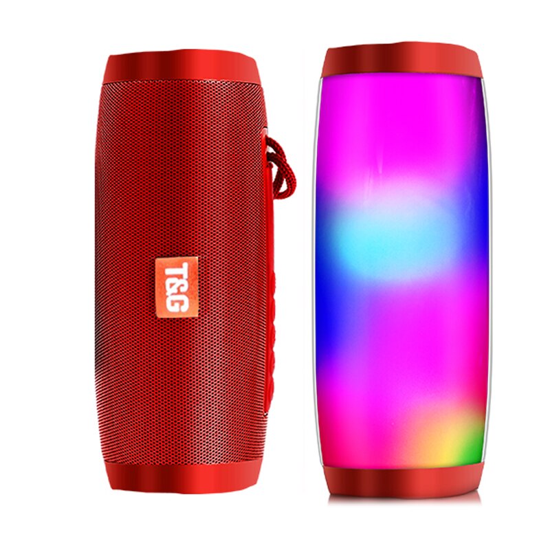 LED Speakers Portable Bluetooth Speaker Column Soundbar Wireless Waterproof Loudspeaker Cool Color Lights Bass 3D Stereo: red