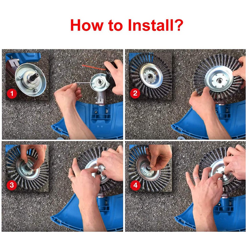 Remplacement de tête de coupe de coupeur de tête de coupe de 8 pouces avec le Kit d'adaptateur pour les tondeuses de ficelle de STIHL, enlèvement de rouille, brosse s'adapte pour Pavi