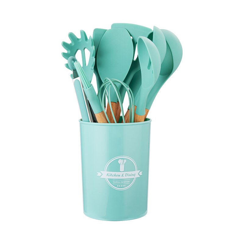 12Piece Silicone Cooking Kitchen Utensils Set Nylon Utensils Stainless Steel Cooking Utensil Set