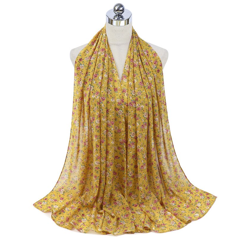 Hijab de gasa con estampado musulmán para mujer, pañuelo árabe para la cabeza, flor, islámico, chales y envolturas, turbantes,: 8