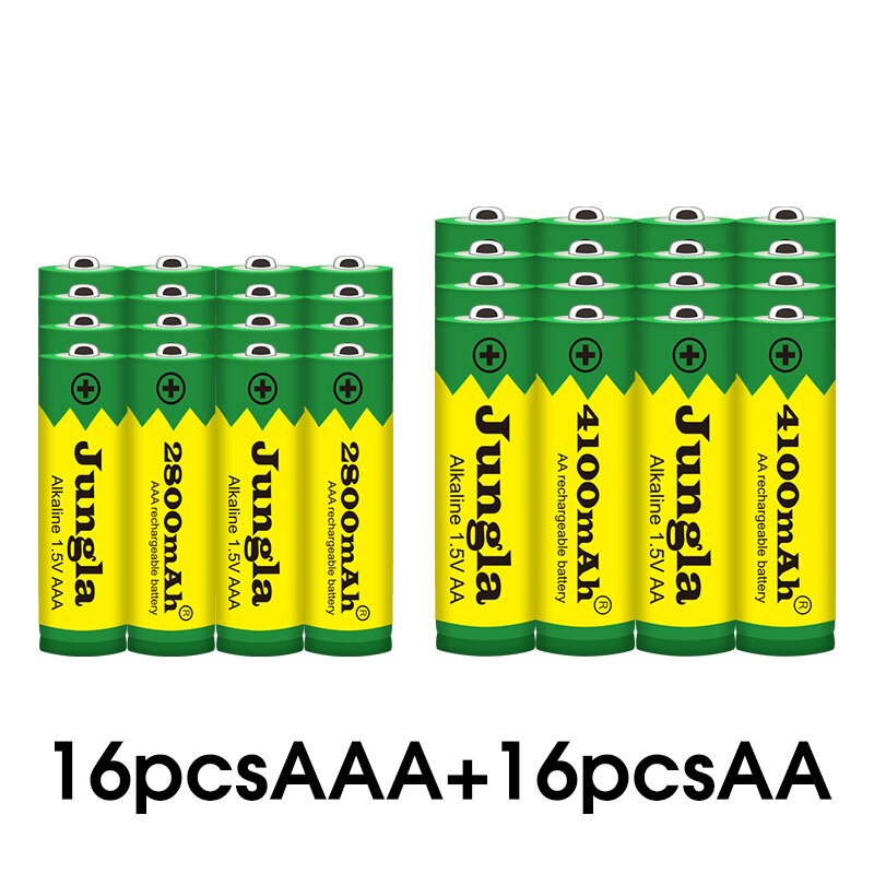 Aa+aaa 100% 1.5v uppladdningsbart aa batteri aaa alkaliskt 2800-4100 mah för ficklampa leksaker klocka  mp3 spelare byt ut ni-mh batteri