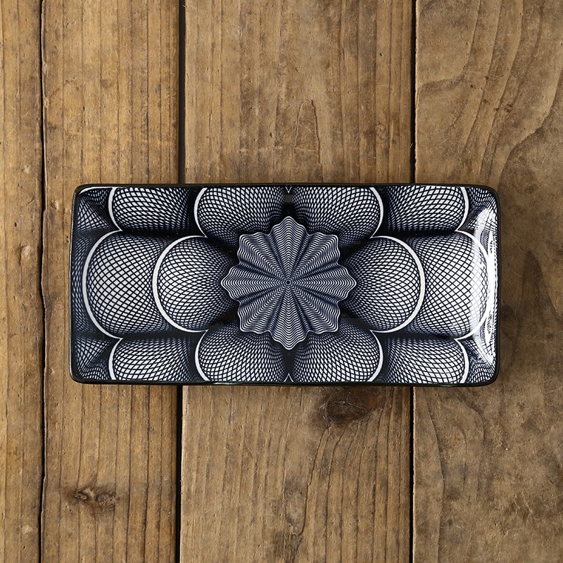10 tuuman lasituksenalaiset keraamiset astiat ravintola suorakaiteen muotoiset sushilautaset kotiin jälkiruokakakku tasainen tarjotin 25 x 12cm: A