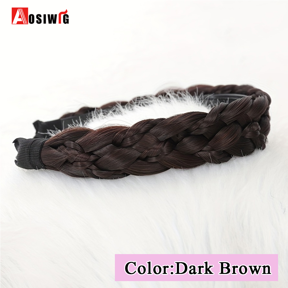 Synthetische Fishbone Geflochtene Stirnband Haar Gürtel Geflochtenes Haarband Böhmischen Stil Frauen Frisur Haarteile Kopfbedeckung Zubehör Bl: Schokolade